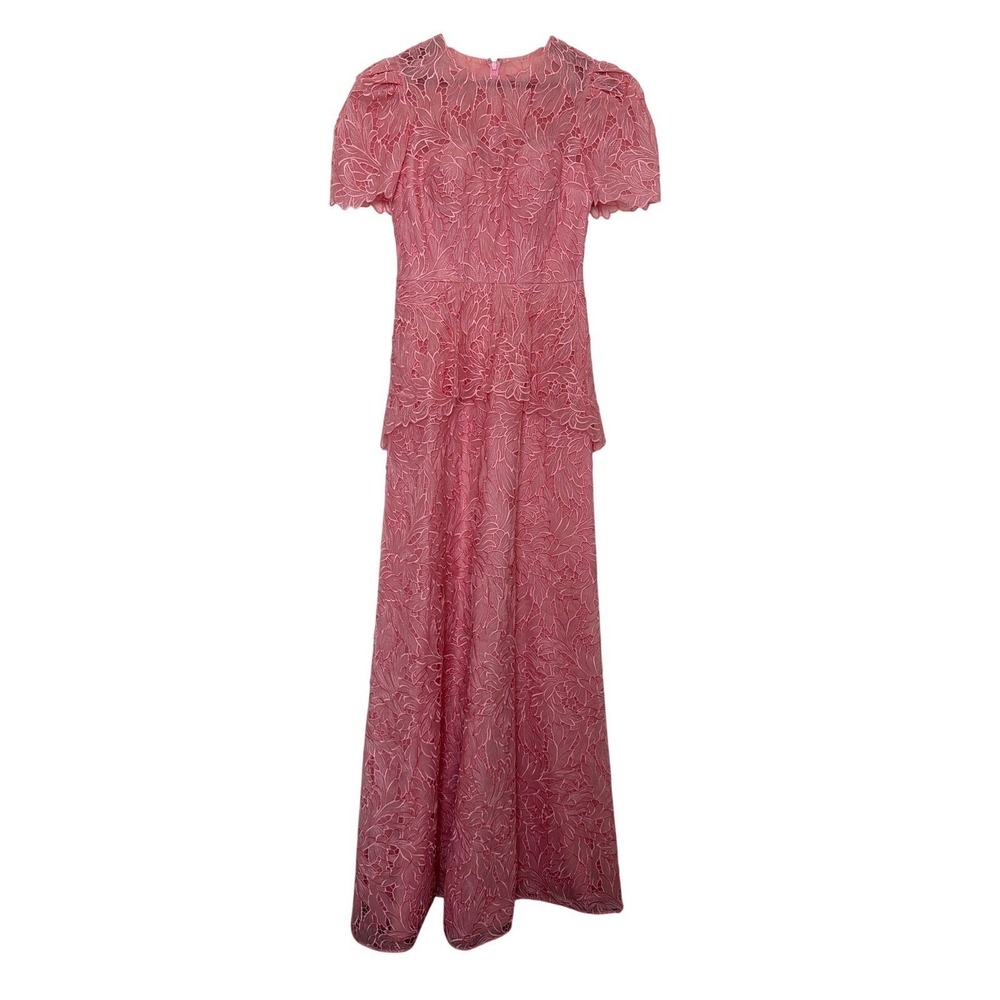 THEIA Lace Short Sleeve Maxi Dress Pink Formal Occasion Size 4 NWOT
